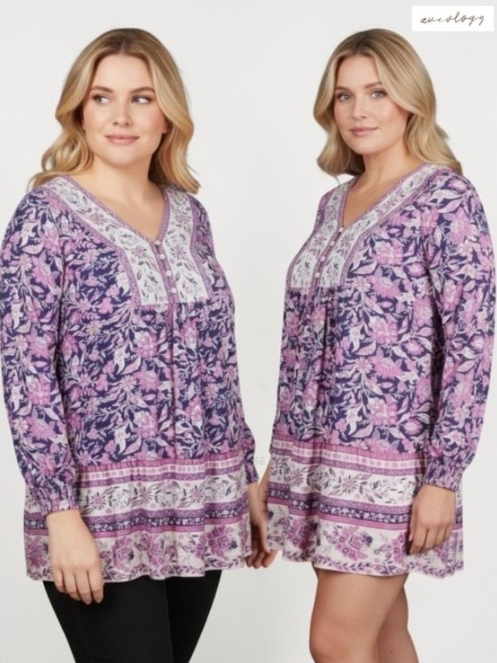 AVEOLOGY Boho Paisley Tunic Dress or Tunic Top – Plus 3X/4X – NWT
